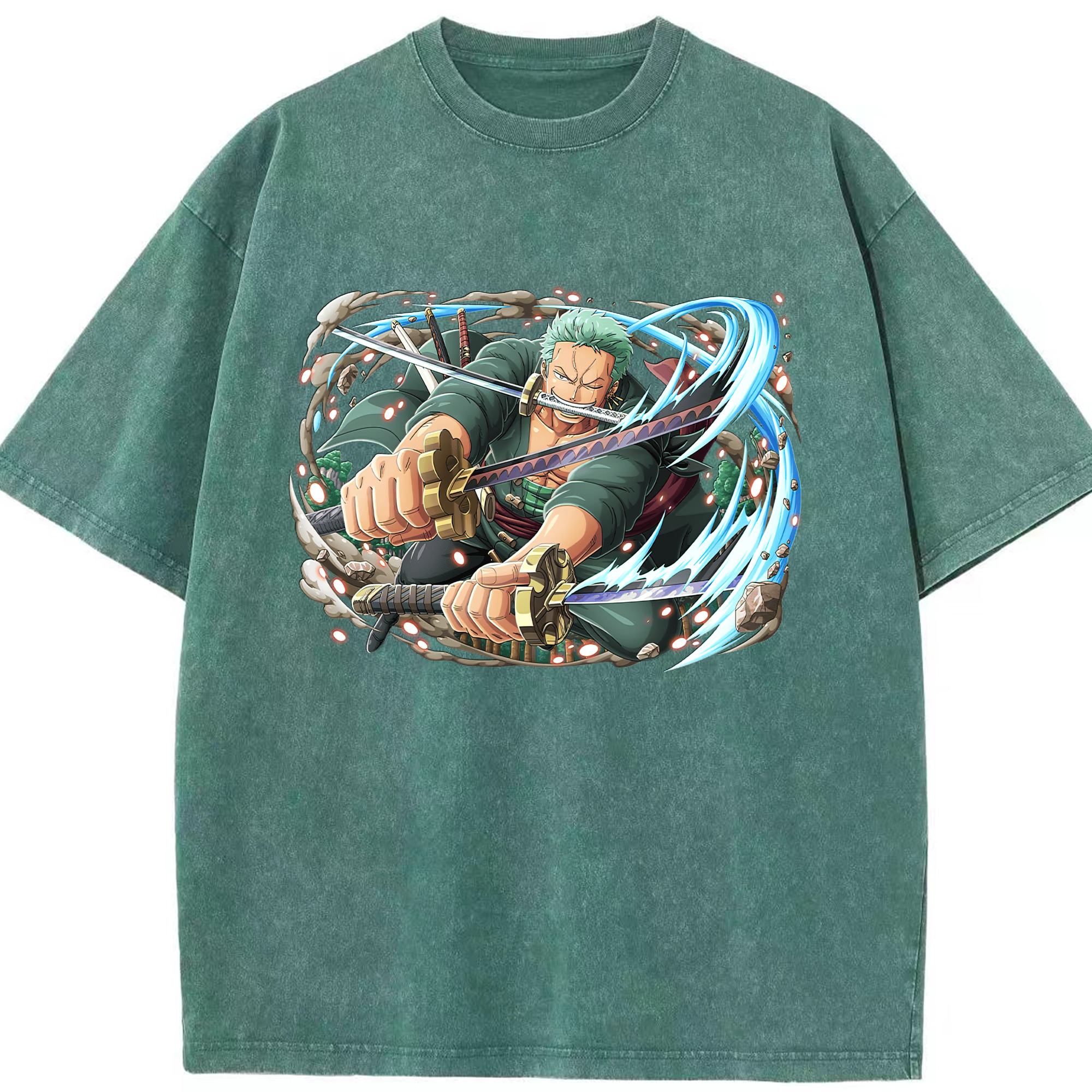 （画像用） ワンピース ロロノア・ゾロ ONE PIECE Roronoa Zoro 綿100% ヴィンテージ風 半袖Tシャツ（フロントプリント）